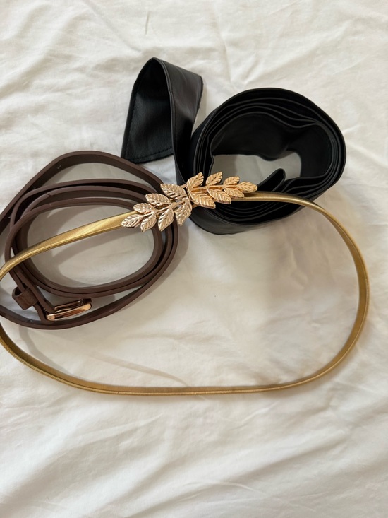 Accessories - Gold Leaf Slim Women's Belt - Black and Brown Options
